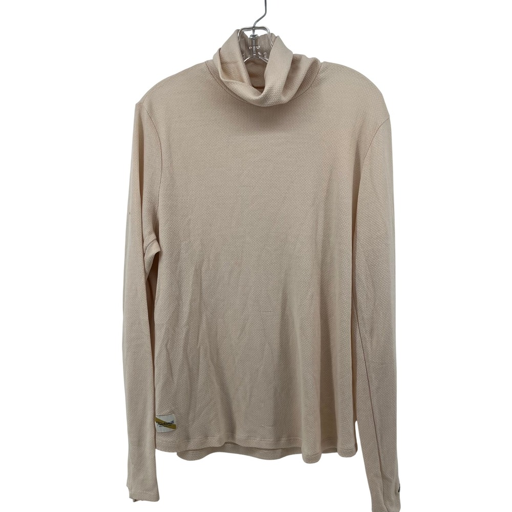 Tracksmith New England Waffle Knit Turtleneck Cream Beige XL Men Running Top